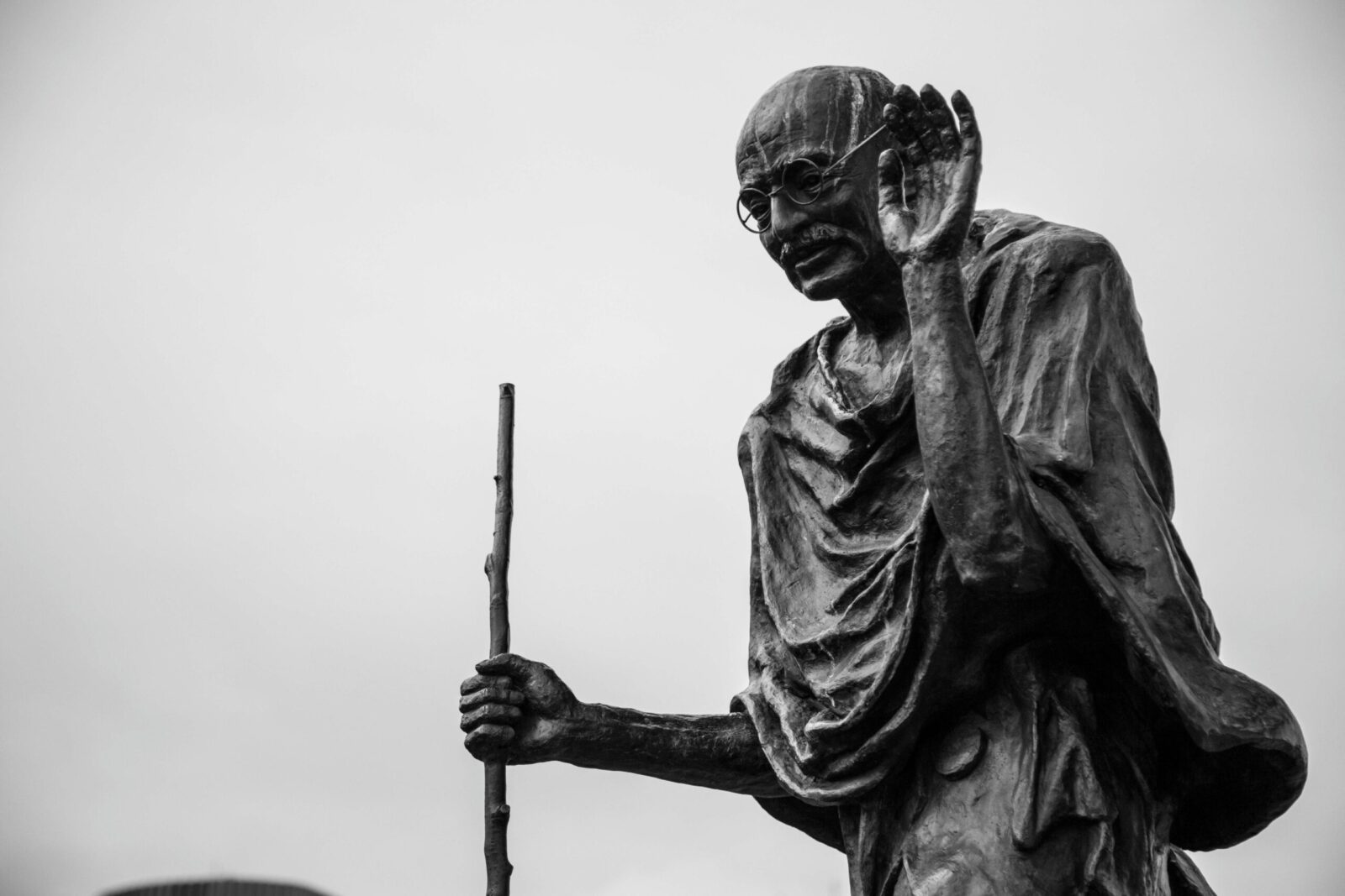 Photo by Stephen Leonardi Monochrome image of Mahatma Gandhi statue in San Francisco.
