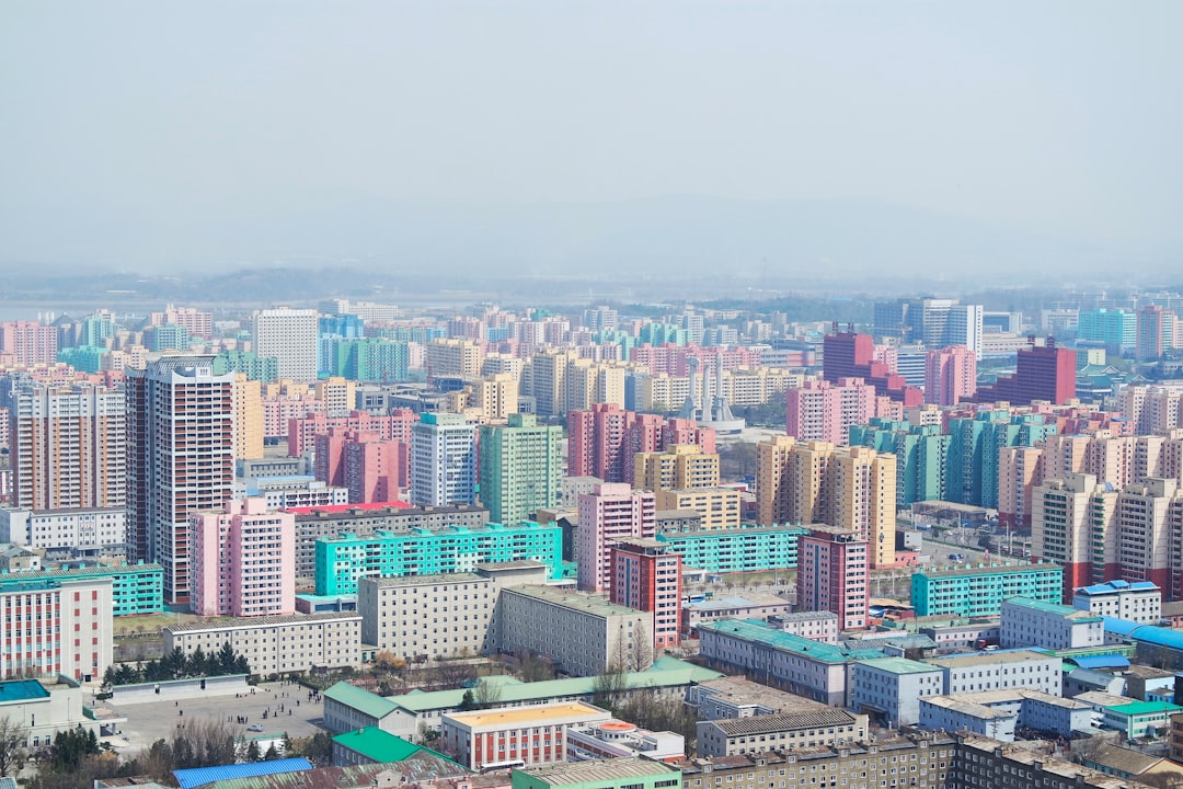 Paisagem de Pyongyang vista da Torre Juche